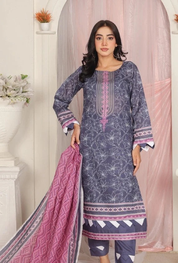 Ayra Chamki Printed Lawn 3PC Fade Purple | Premium Unstitched Suit