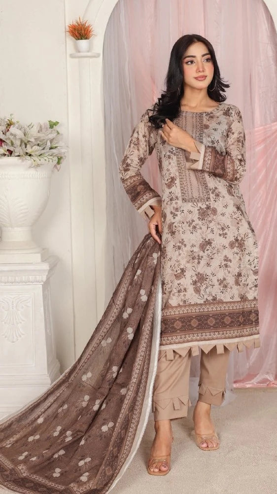Ayra Chamki Printed Lawn 3PC Skin Floral | Premium Unstitched Suit