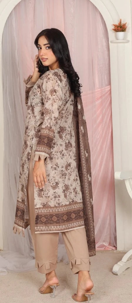 Ayra Chamki Printed Lawn 3PC Skin Floral | Premium Unstitched Suit