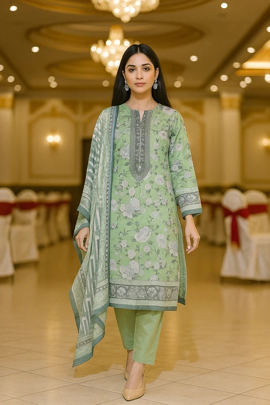 Ayra Chamki Printed Luxury Lawn 3PC Vol 03 | Grass Color Suit