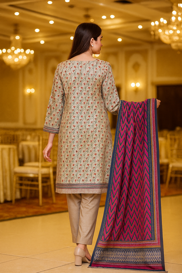 Ayra Chamki Printed Luxury Lawn 3PC Vol 03 Skin Floral | The Ayra Store