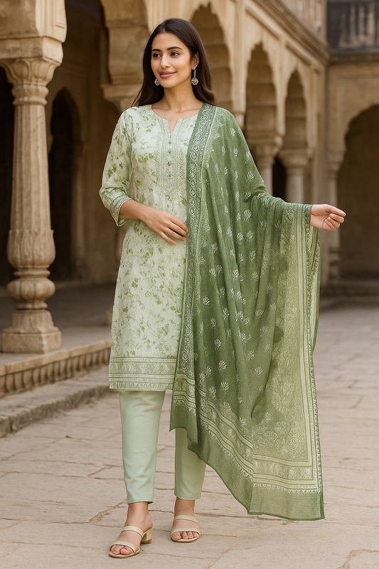Ayra Chamki Printed Luxury Lawn 3PC Vol 03 | Soft green Suit