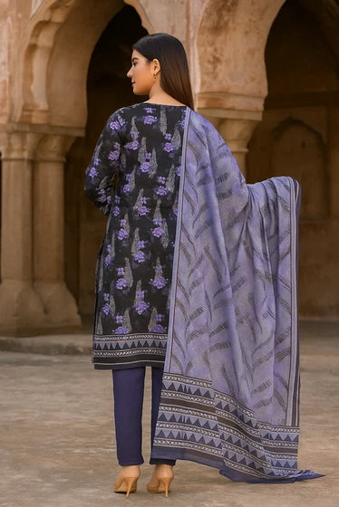 Ayra Chamki Printed Luxury Lawn 3PC Vol 03 | Dark Purple Suit